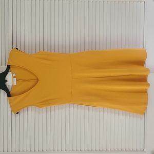 NY & Company Sleeveless Cotton A Line Dress Size XS. V Nk Pkts. Butterscotch